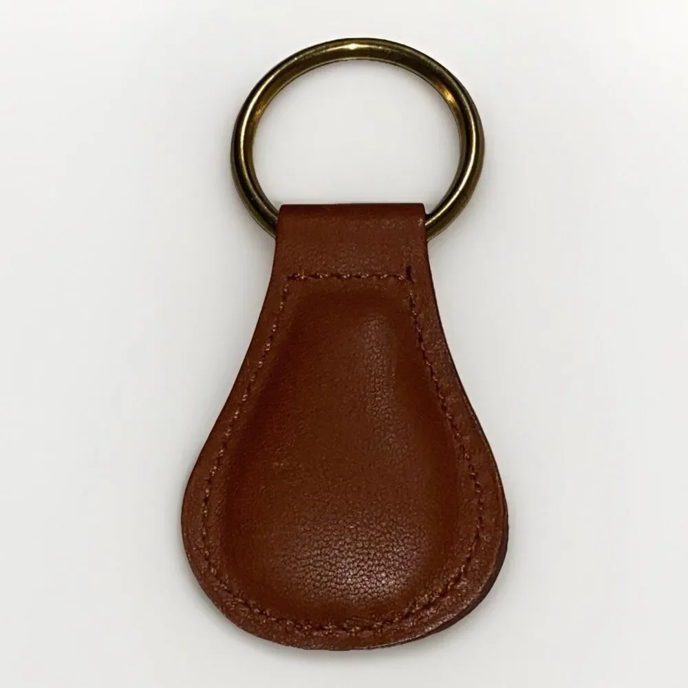 COACH VINTAGE  BROWN/TAN  CLASSIC KEY FOB BRASS 7210 Key Ring EUC